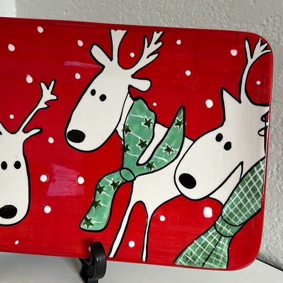 BIA 14x7 Christmas reindeer serving plate rectangular plate - Picture 3 of 5